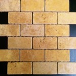 Mozaika Trawertynowa Golden Sienna 4,8x10 cm wymiary płytki na siatce 30,5x30,5x1 cm struktura powierzchni: antykowana