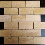 Mozaika Trawertynowa Midas Brown 4,8x10 cm wymiary płytki na siatce 30,5x30,5x1 cmstruktura powierzchni: antykowana