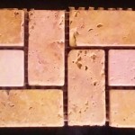 Trawertyn Golden Sienna Target wymiar płytki na siatce 15x7,5x1 cm Struktura powierzchni: antykowana